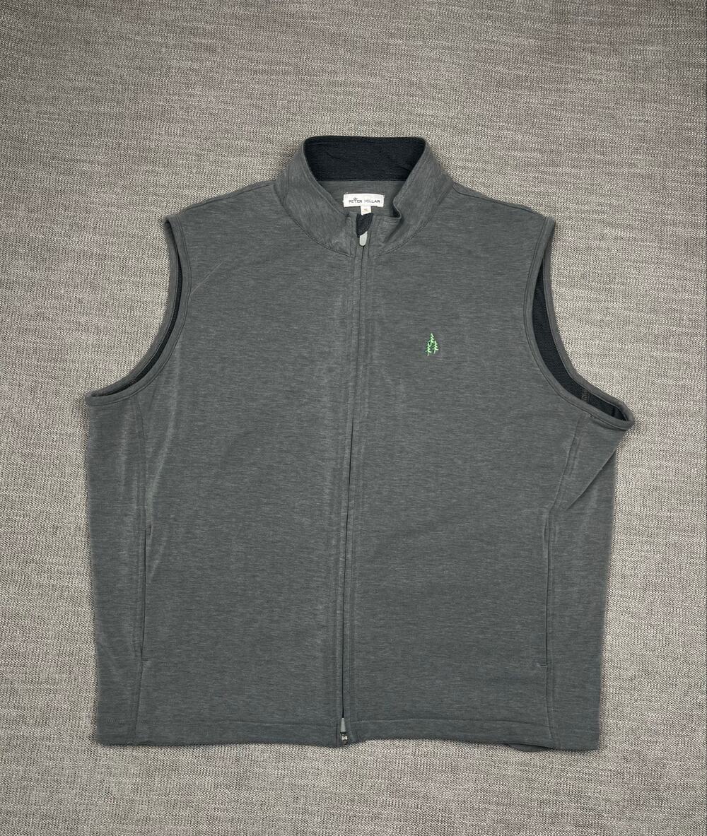 Peter Millar Crown Sport Vest Mens XL Gray Halls Natural Touch Full Zip